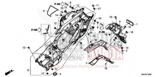 GARDE-BOUE ARRIERE CB500FAK de 2019